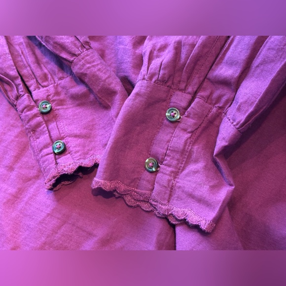 Sézane Honey Shirt Purple Sz 2 Romantic Lace Cotton Blouse French Chic Top - Picture 8 of 12